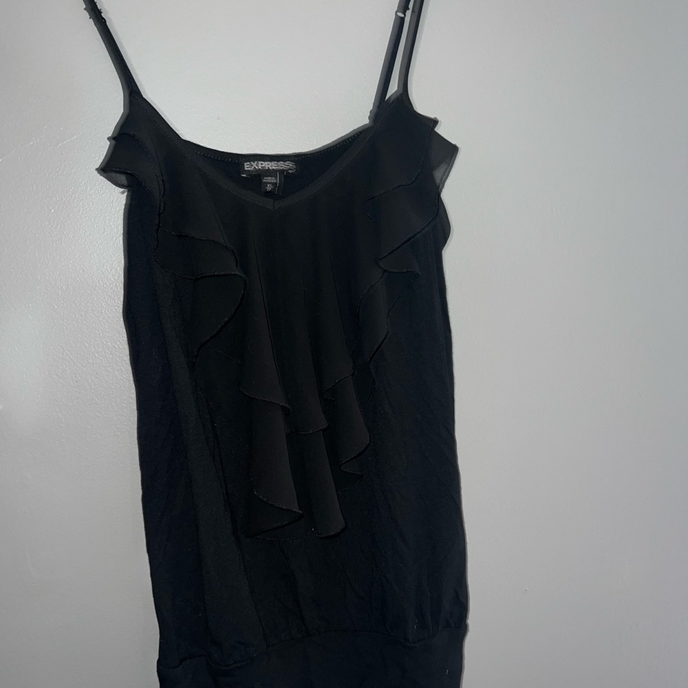 Express Black Ruffle Women's Tank Top XS